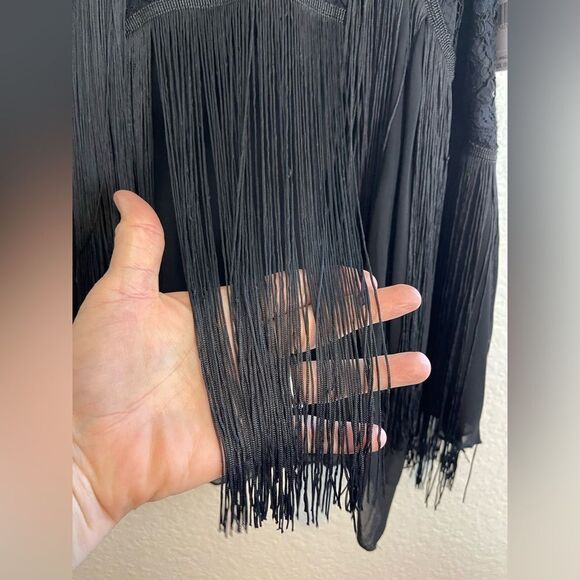 Free People black lace and fringe flapper roaring 1920s swing skirt 4. NWT - Picture 10 of 11